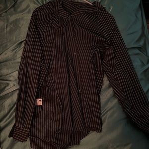 Pinstripe button down collared shirt